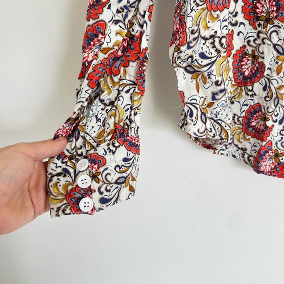 Fifteen Twenty Floral Button Down Blouse Top Women’s S Red Orange Paisley Boho - Picture 8 of 12